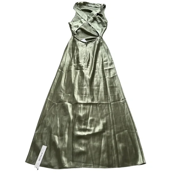 NWT Reformation Cassette Silk Dress | Artichoke Green | 0 - Picture 7 of 11
